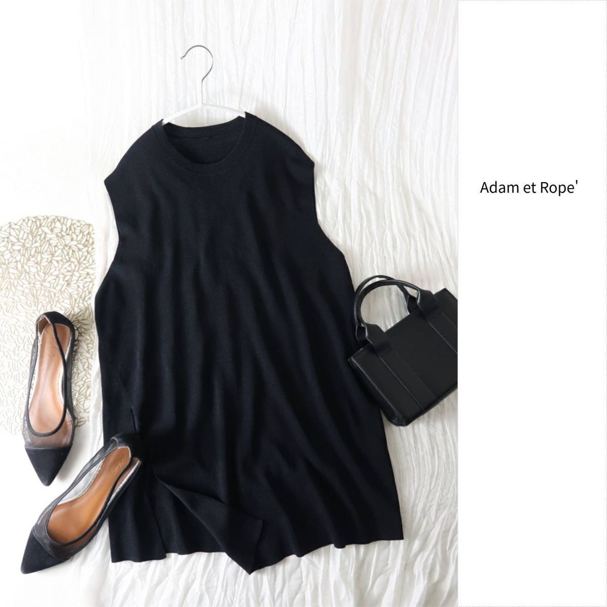 アダムエロペ Adam et Rope'☆洗える 総針アシメニットプルオーバー Fサイズ☆A-O 3945拍卖