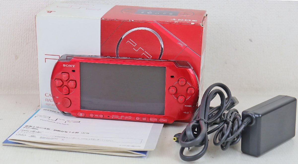 S◎ジャンク品◎携帯ゲーム機『プレイステーション・ポータブル PSP-3000RR』 ラディアント・レッド SONY/ソニー ※バッテリー欠品拍卖
