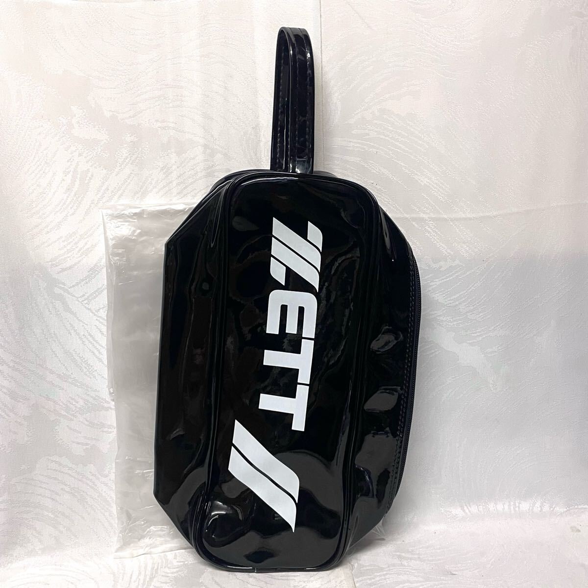 未使用【ZETT/ゼット】エナメル シューズバッグ 黒 拍卖