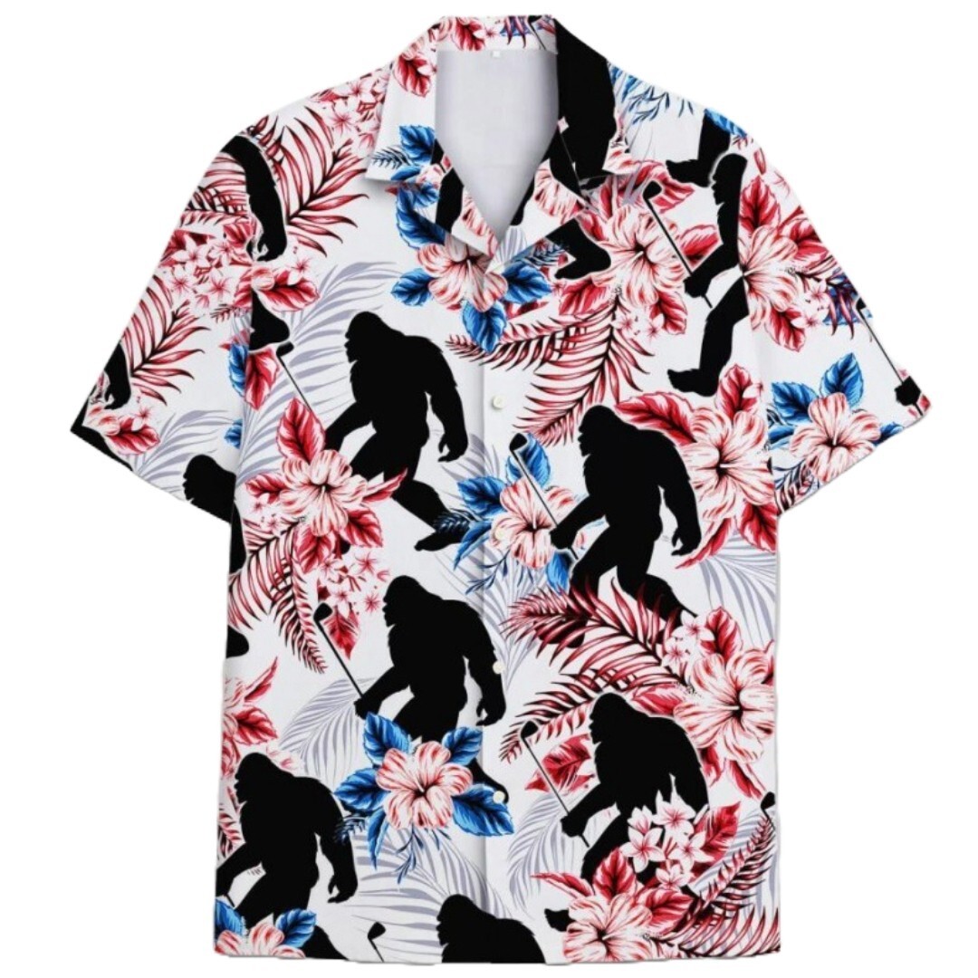 t35 白【 L 】 アロハシャツ 薄手 メンズ 半袖 ハワイアンシャツ ボタニカル 植物 カラフル トップス サスカッチ アウトドア 夏 ビーチ拍卖