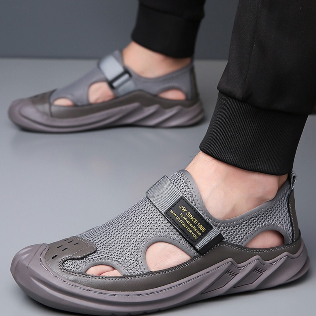 sa67 グレー 【27cm】メンズ スポーツサンダル 通気 水陸両用 メッシュ つま先保護 かかとあり 夏用 歩きやすい ビーチ アウトドアサンダル拍卖