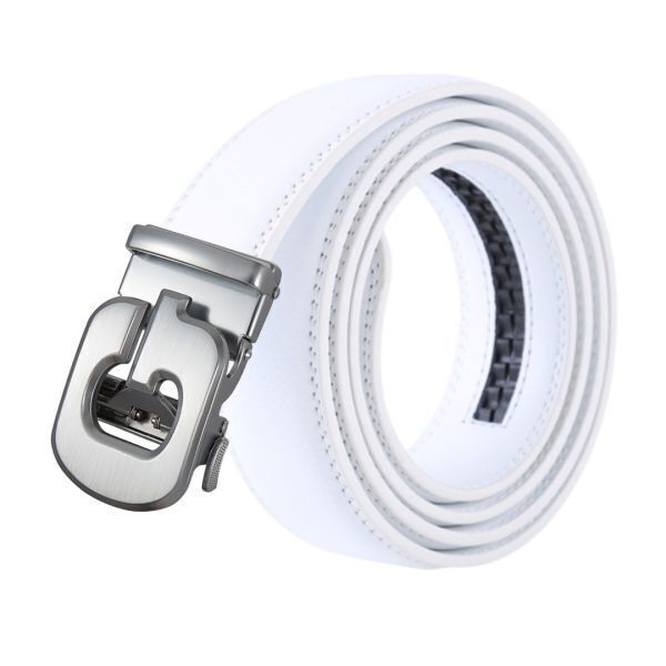 ベルト j40【白】ホワイト 穴なし 無段階調整ベルト ゴルフベルト 人気 オートロック メンズ 革 ジーンズ ビジネス カジュアル拍卖