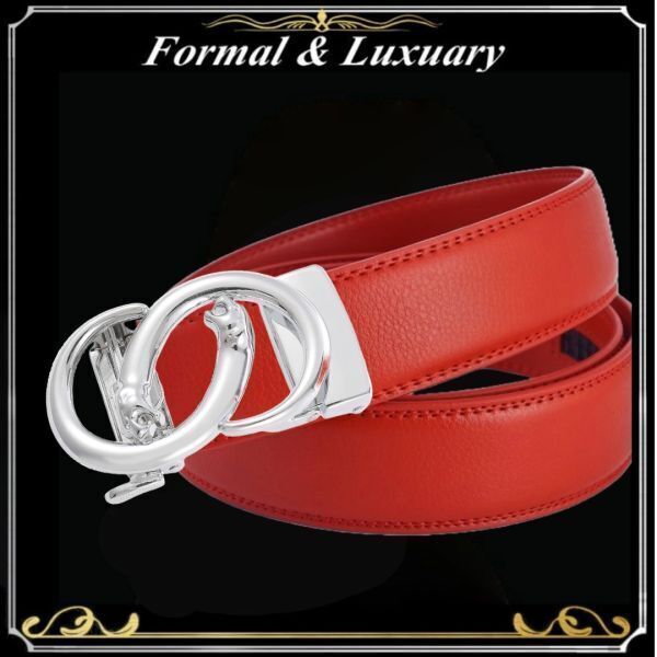 ベルト j36【赤】折りたたみ発送 レッド 穴なし 無段階調整ベルト ゴルフベルト 人気 オートロック メンズ 革 ビジネス カジュアル拍卖
