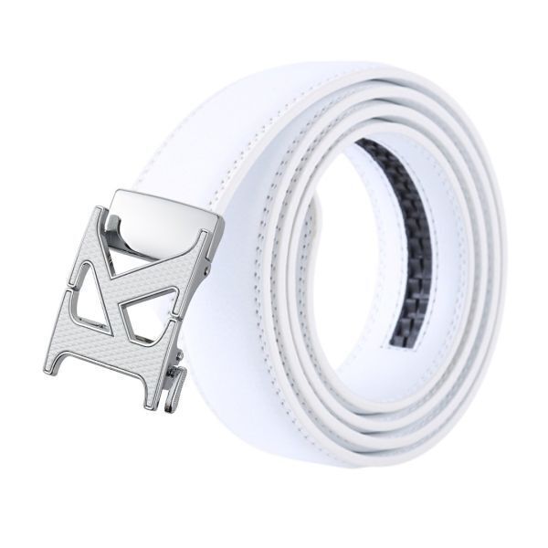 ベルト j43【白】ホワイト 穴なし 無段階調整ベルト ゴルフベルト 人気 オートロック メンズ 革 ジーンズ ビジネス カジュアル拍卖