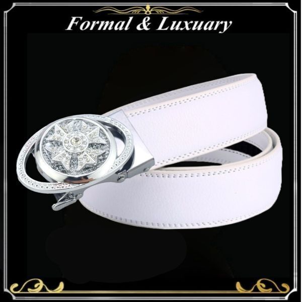 ベルト j39【白】ホワイト 穴なし 無段階調整ベルト ゴルフベルト 人気 オートロック メンズ 革 ジーンズ ビジネス カジュアル拍卖