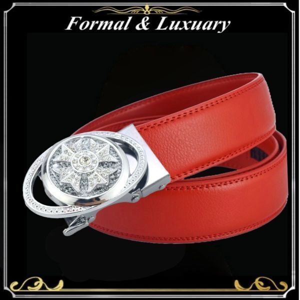 ベルト j39【赤】折りたたみ発送 レッド 穴なし 無段階調整ベルト ゴルフベルト 人気 オートロック メンズ 革 ビジネス カジュアル拍卖