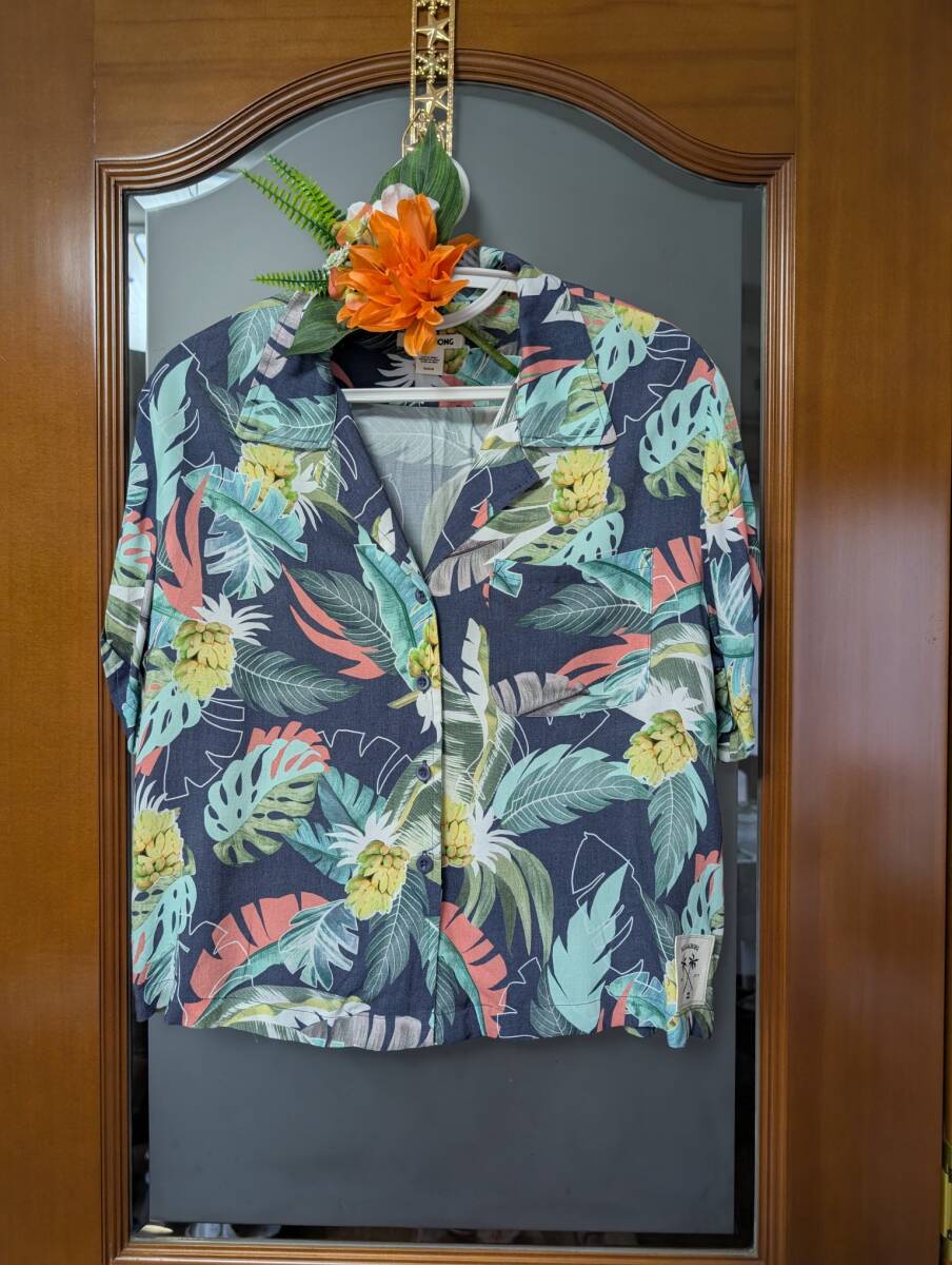 【BILLABONG】ビラボン アロハシャツ ボタニカル ネイビー M ☆彡拍卖