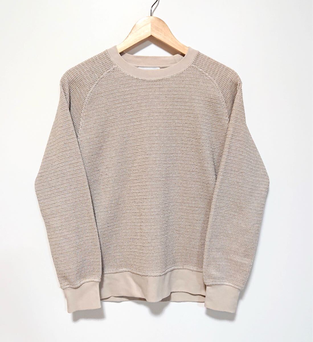 h3445gg ユナイテッドアローズ グリーンレーベル リラクシング サイズS スウェット ワッフル生地トレーナー ベージュ系 メンズ カジュアル拍卖
