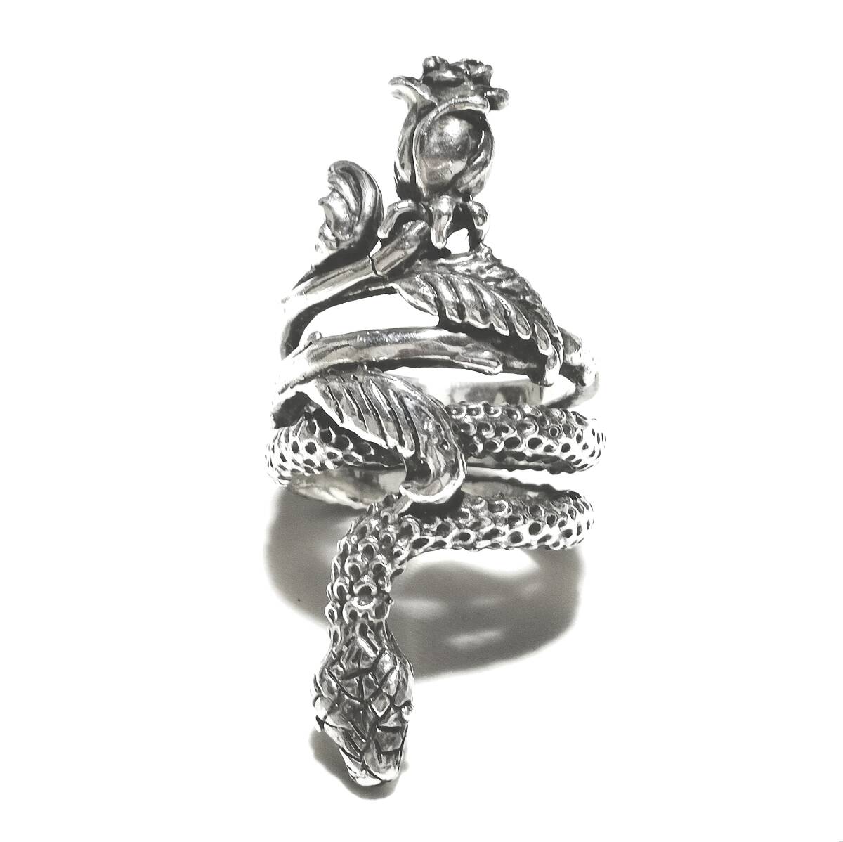 ☆レア 定価¥72,600 本物 正規品 ロイヤルオーダー Snake Rose スネーク & ローズ シルバーリング シルバー925☆拍卖