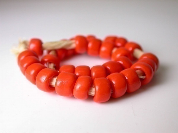 ◆稀少オールドベネチアン“完熟オレンジ”太玉30玉!!◆トンボ玉拍卖