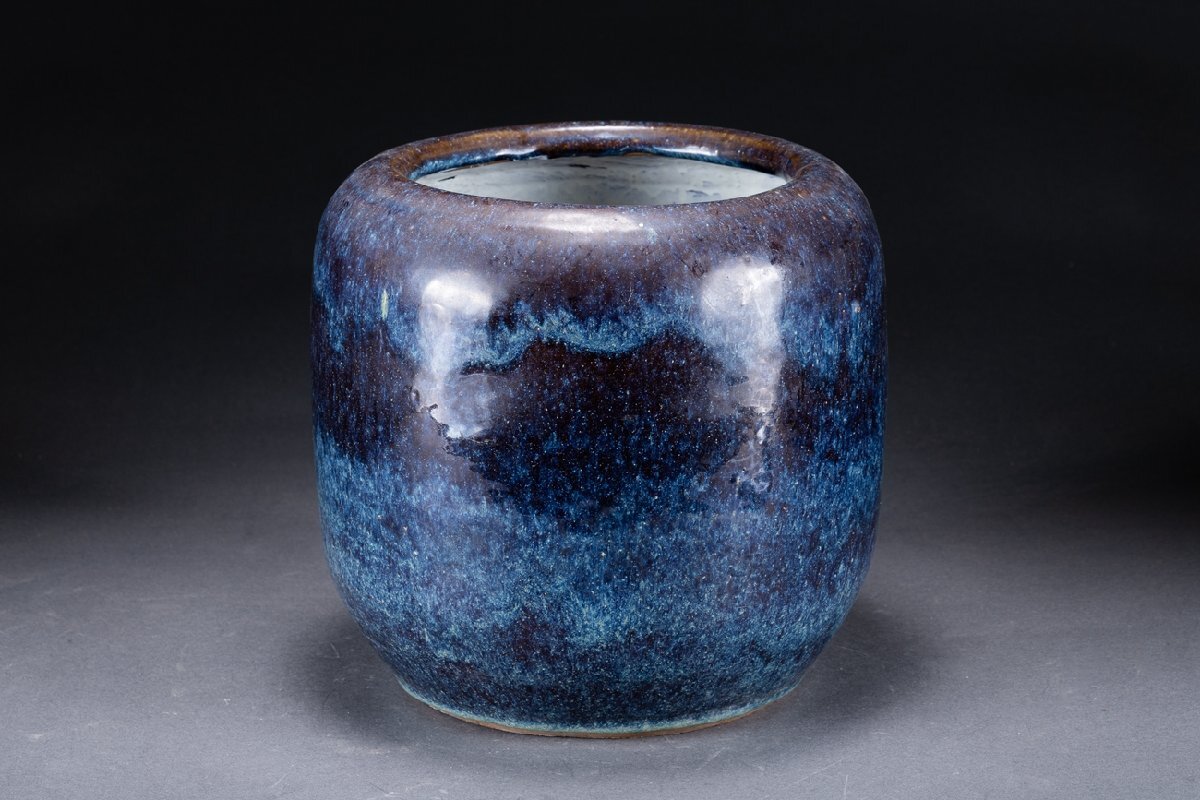 【華】時代舊藏 清時代物「葛明祥」作 海鼠釉火鉢 当時物 時代物 古美術 骨董品 A25030365-PV拍卖