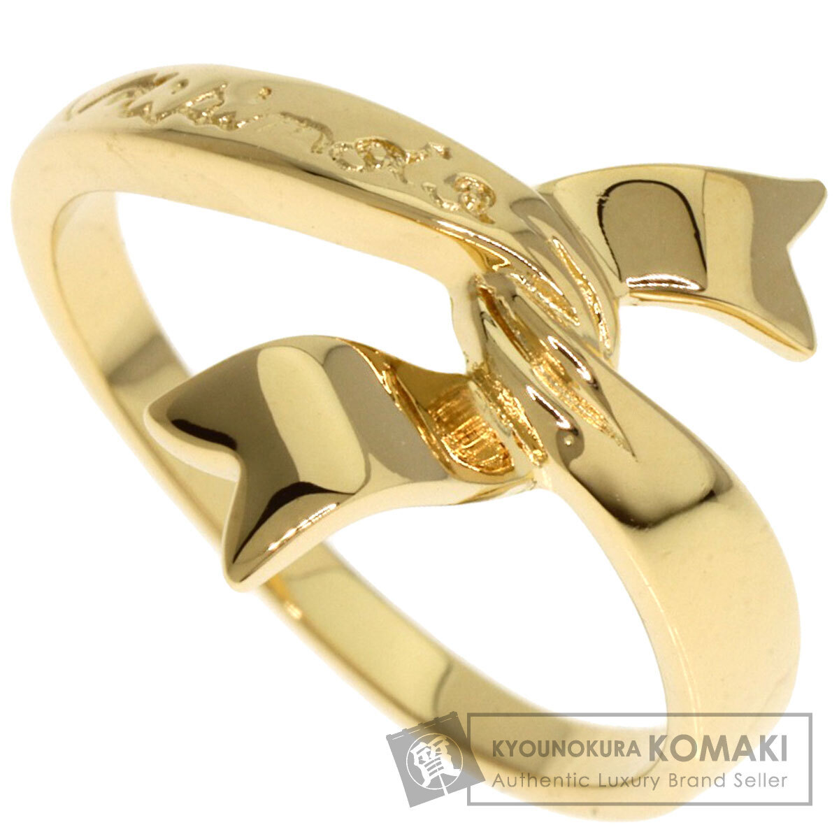 MIKIMOTO ミキモト リボンモチーフ リング・指輪 K18イエローゴールド レディース 中古拍卖
