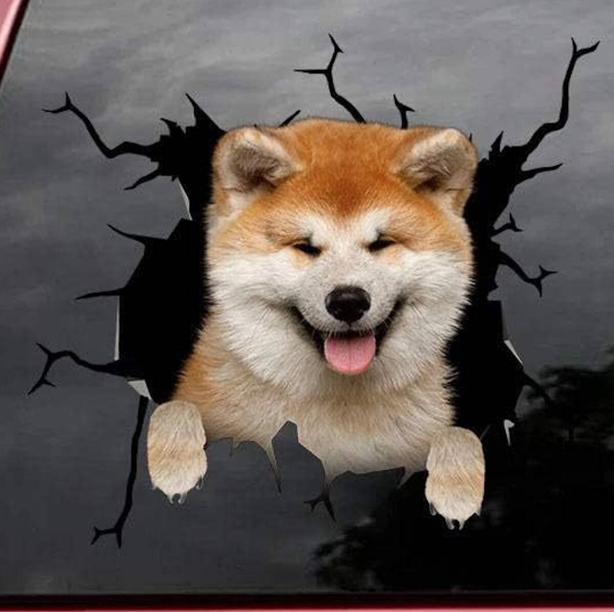 ステッカー 秋田犬 柴犬 15cm 壁穴 防水 ビニール 貼り付け シール 笑顔のいぬ 車用 窓用 おもしろ イヌ かわいい ノートパソコン t7274拍卖