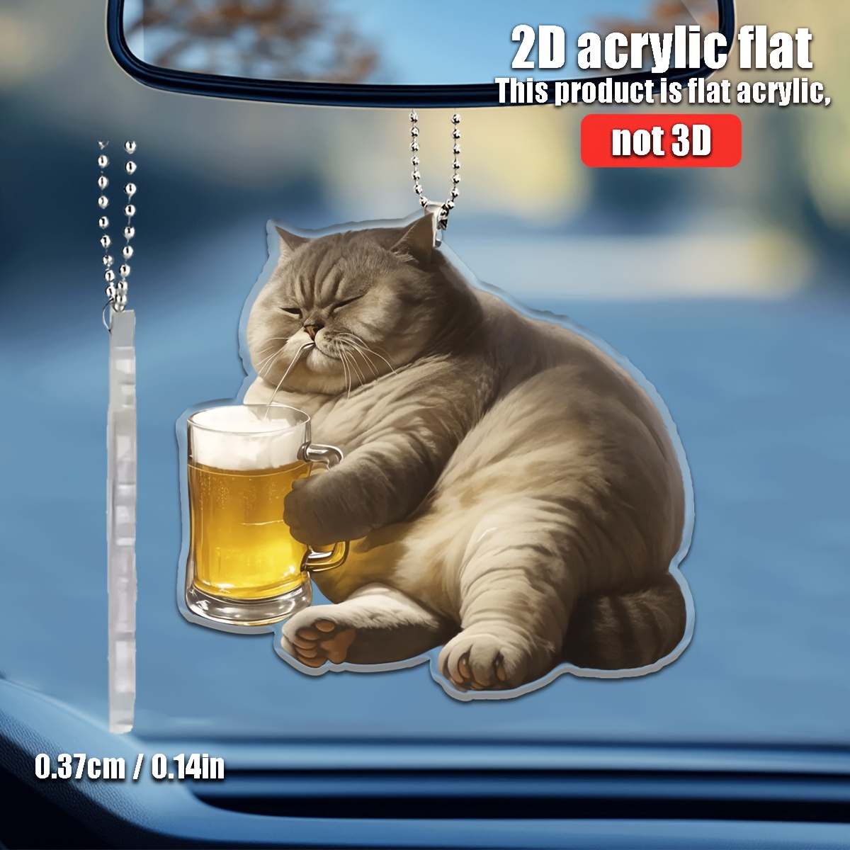 キーホルダー ビールを飲むデブ猫 アクリル 平面 2D 太った くつろぐねこ 8cm かわいい おもしろ ネコ バックミラー 車内 おしゃれ t7365拍卖