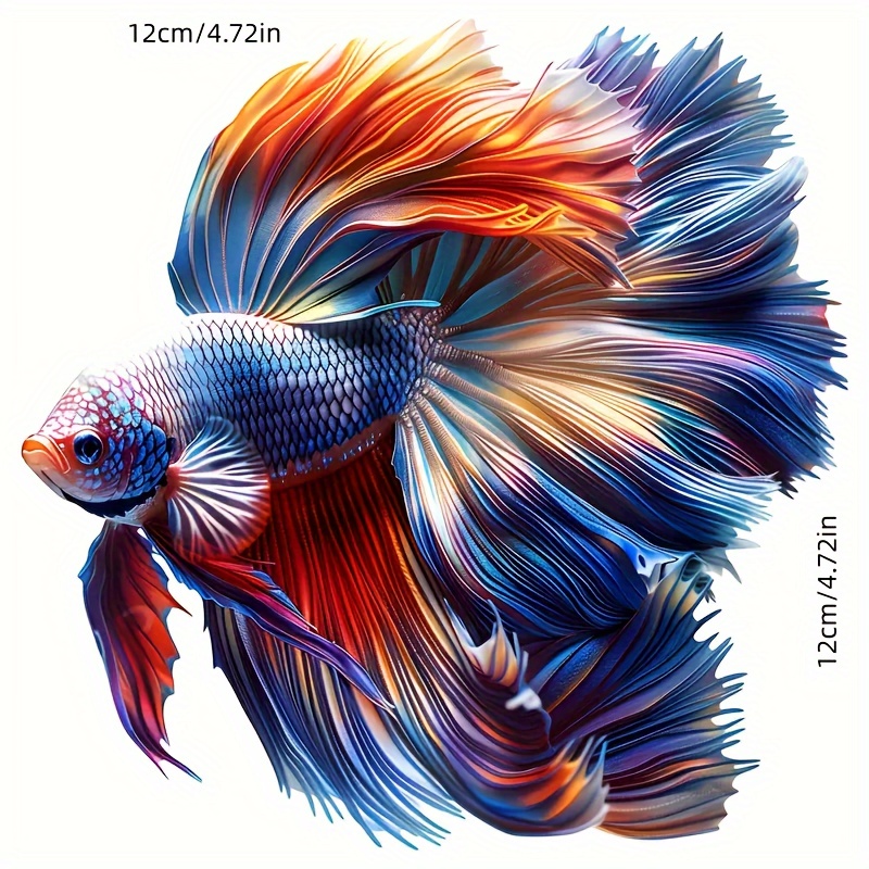 ステッカー 熱帯魚 ベタ 12cm カラフル 魚 防水 おしゃれ ビニール素材 インテリア 貼り付け シール 車用 バイク用 ノートパソコン t7441拍卖