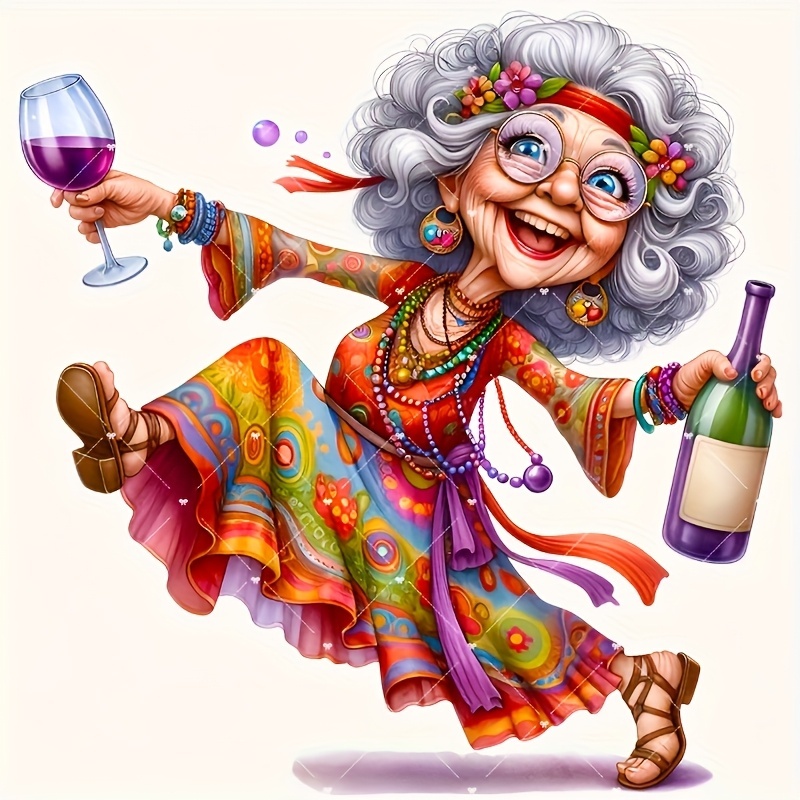 ステッカー お酒が好きなおばあさん 人間 22cm 酔っ払った老婆 ノートパソコン 防水 シール おしゃれ ビニール 車用 窓用 かわいい t7547拍卖