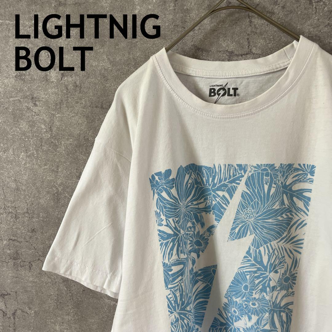 LIGHTNING BOLT ブランド稲妻ロゴ Tシャツ 半袖 メンズXLサイズ拍卖