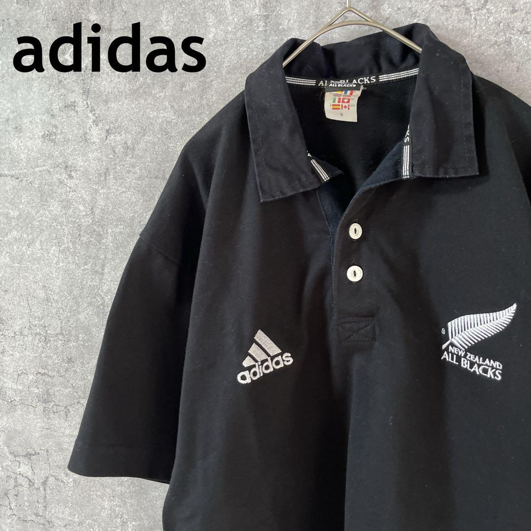 adidas ALL BLACKS ポロシャツ ブラック 半袖メンズSサイズ拍卖