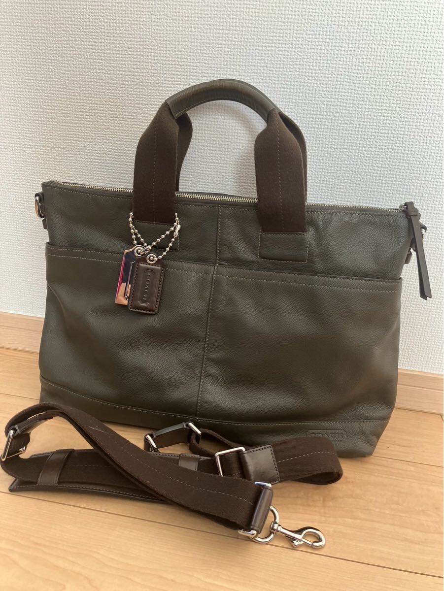 ★状態◯ coach コーチ ビジネスバッグ レザー 2WAY カーキ メンズ★拍卖