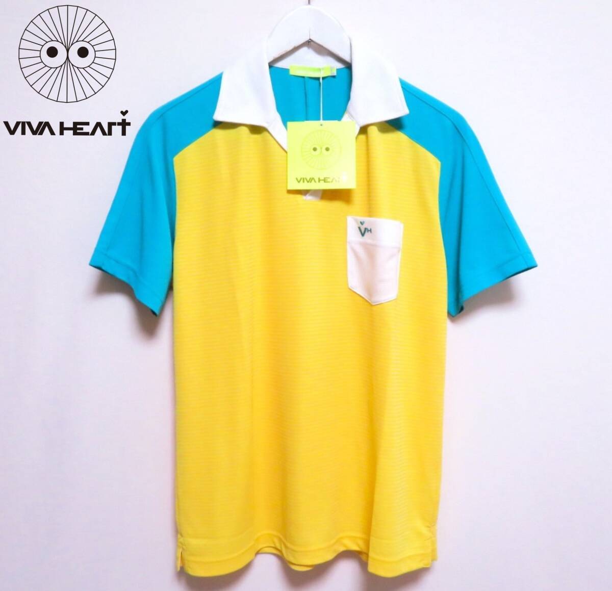 新品未使用 VIVAHEART ビバハート ドライポロシャツ オープンカラー 冷感 タッチクール UVカット 吸汗速乾 メンズ 半袖 ゴルフウエア 50拍卖