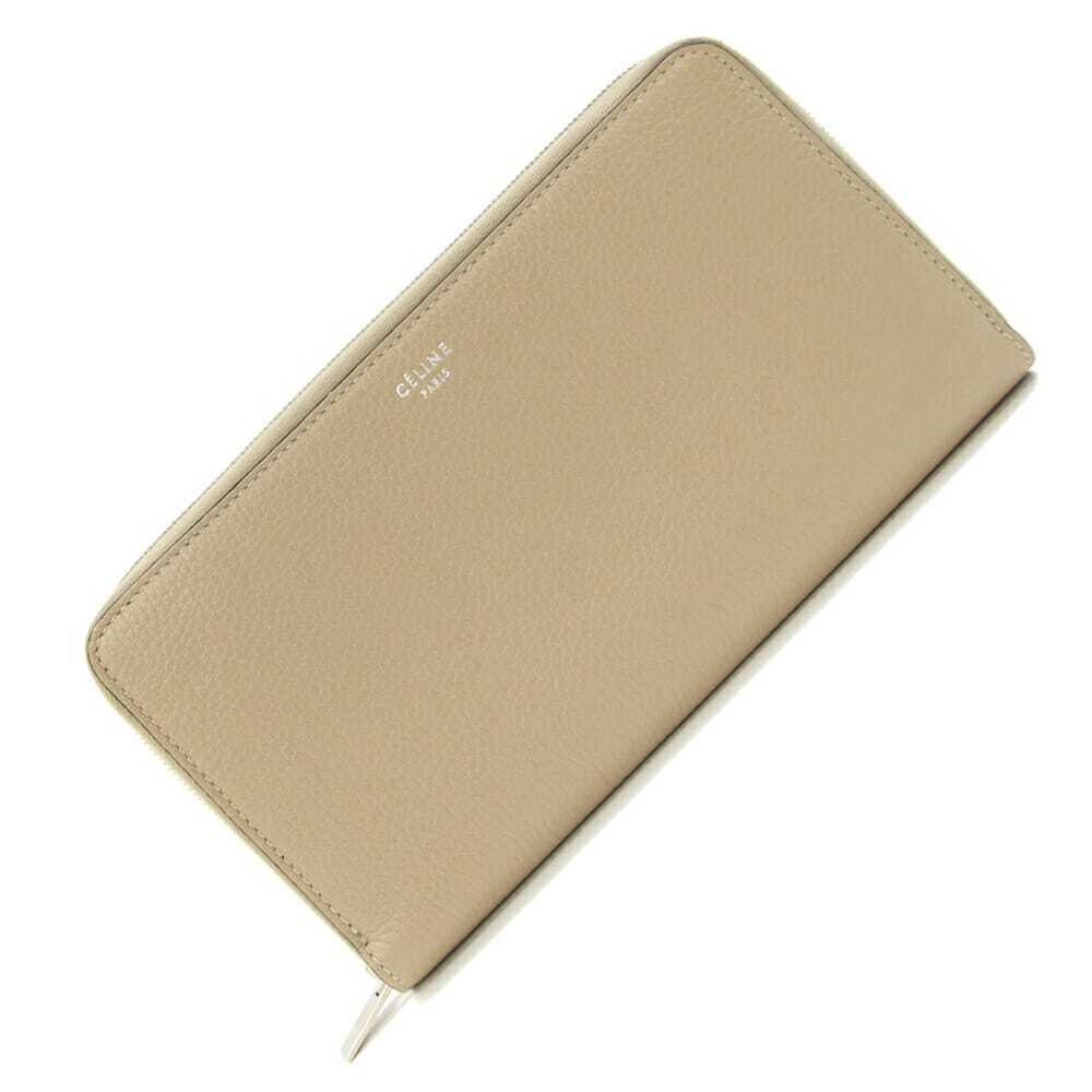セリーヌ ラウンドファスナー長財布 10B553BEL ベージュ レッド レザー 中古 ロングウォレット ラウンドジップ ロゴ拍卖