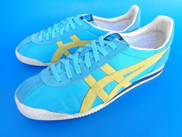 15441■美品 ASICS OnitsukaTiger CORSAIR VIN アシックス オニツカタイガー コルセア ヴィンテージ TH321N 26cm 水色 ナイロン 黄色 拍卖
