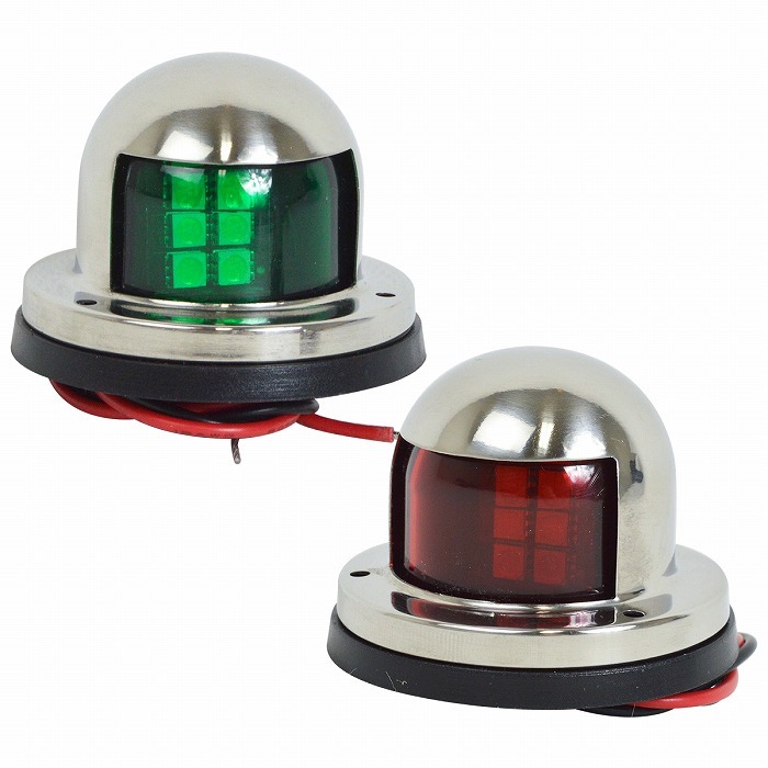 航海灯 LED ボートライト 左舷 右舷 セット 12V ステンレス製 コンパクト 左舷灯 右舷灯 赤信号 青信号 ボート 船 信号拍卖