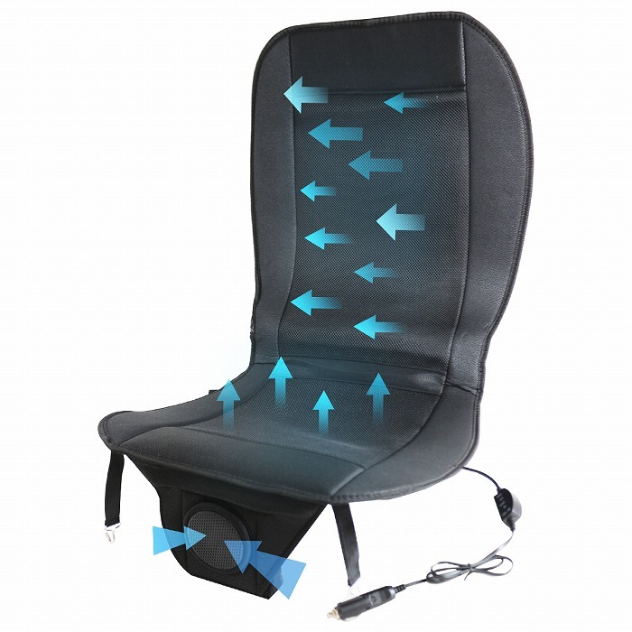 『24V 対応』クールエアー カーシート トラック バス 送風 ファン 扇風機 冷風 風量調節機能 シガーライター 給電 ムレ防止拍卖