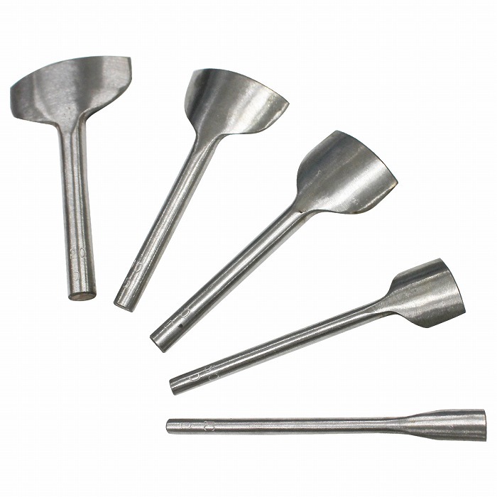 レザークラフト 工具 端落とし 半月型 浅円型 5点セット 革細工 鞄 靴 財布 レザー 小物 エンドポンチ へり 落とし ポンチ拍卖