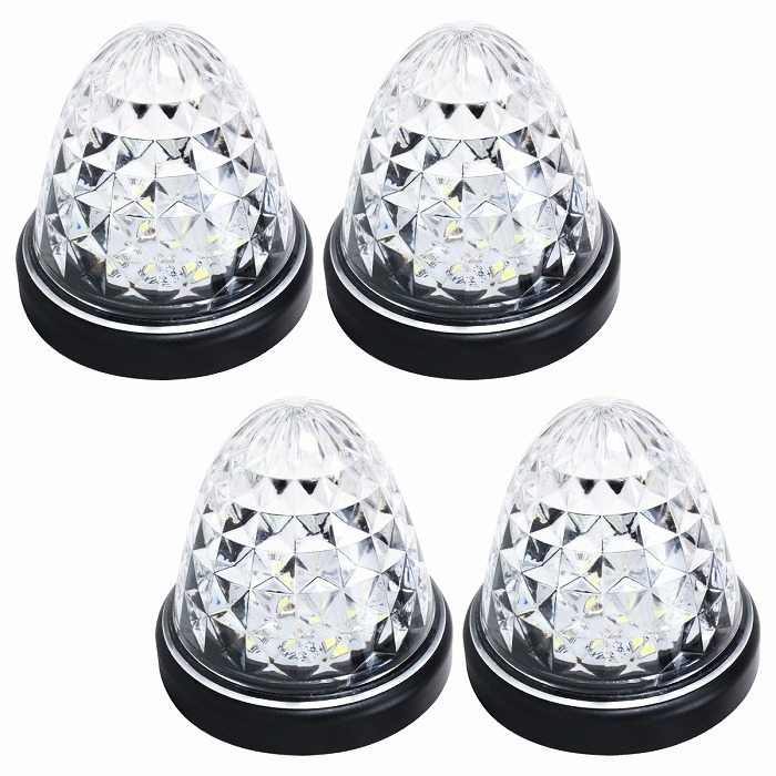 『4個 24V』『白/ホワイト』16発 LED サイドマーカー 山型 クリアレンズ マーカー ランプ トラック トレーラー 車幅灯 路肩灯拍卖