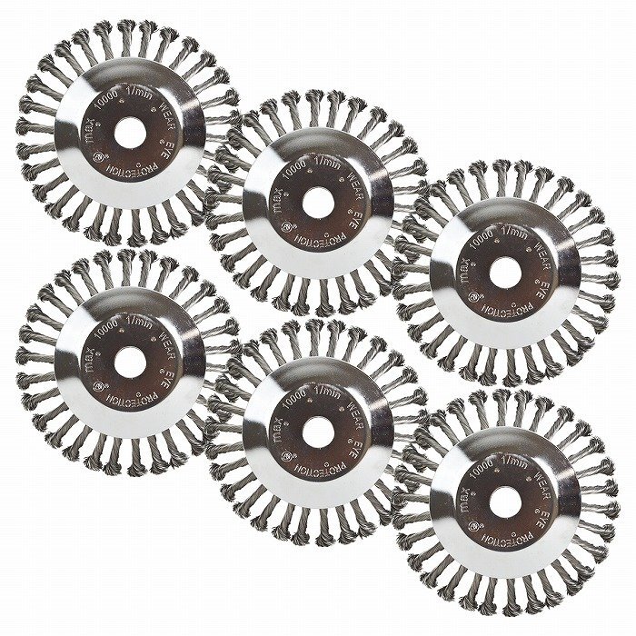 200mm 6枚セット 草刈機 替え刃 スチール ワイヤー ヘッド ブレード ブラシ チップソー 雑草 苔 サビ 草刈り機 刈払機 6個拍卖