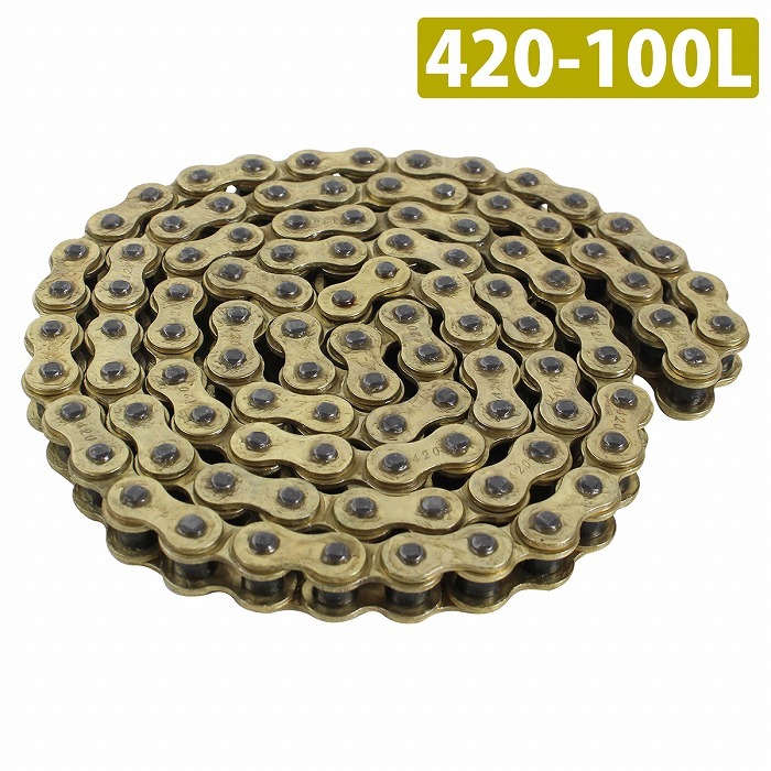 『420-100L』 バイク ゴールドチェーン ノンシール ドライブ チェーン ダックス モンキー ゴリラ リトルカブ マグナ ホンダ拍卖