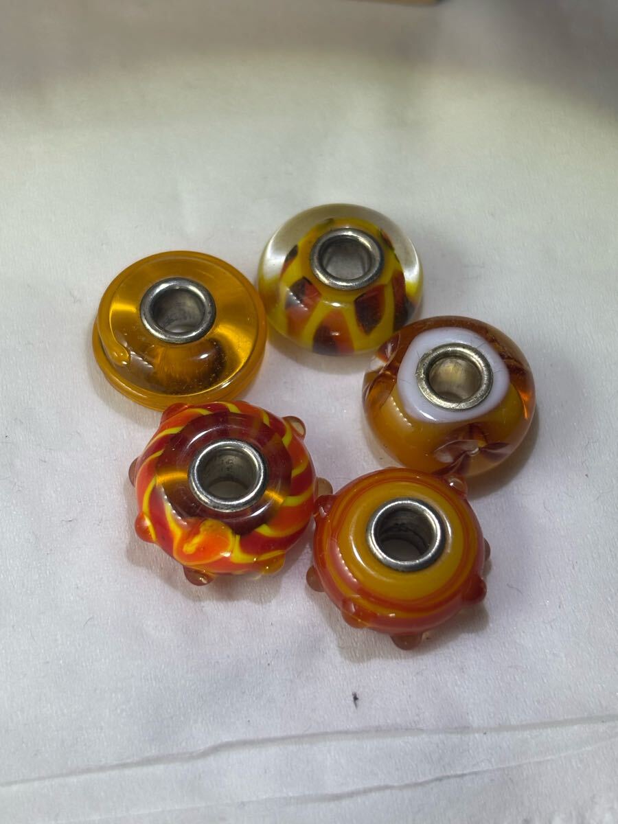 トロールビーズ trollbeads ネックレス 腕輪 ブレスレット シルバー925 silver チャーム オレンジ レッド系 まとめて 拍卖