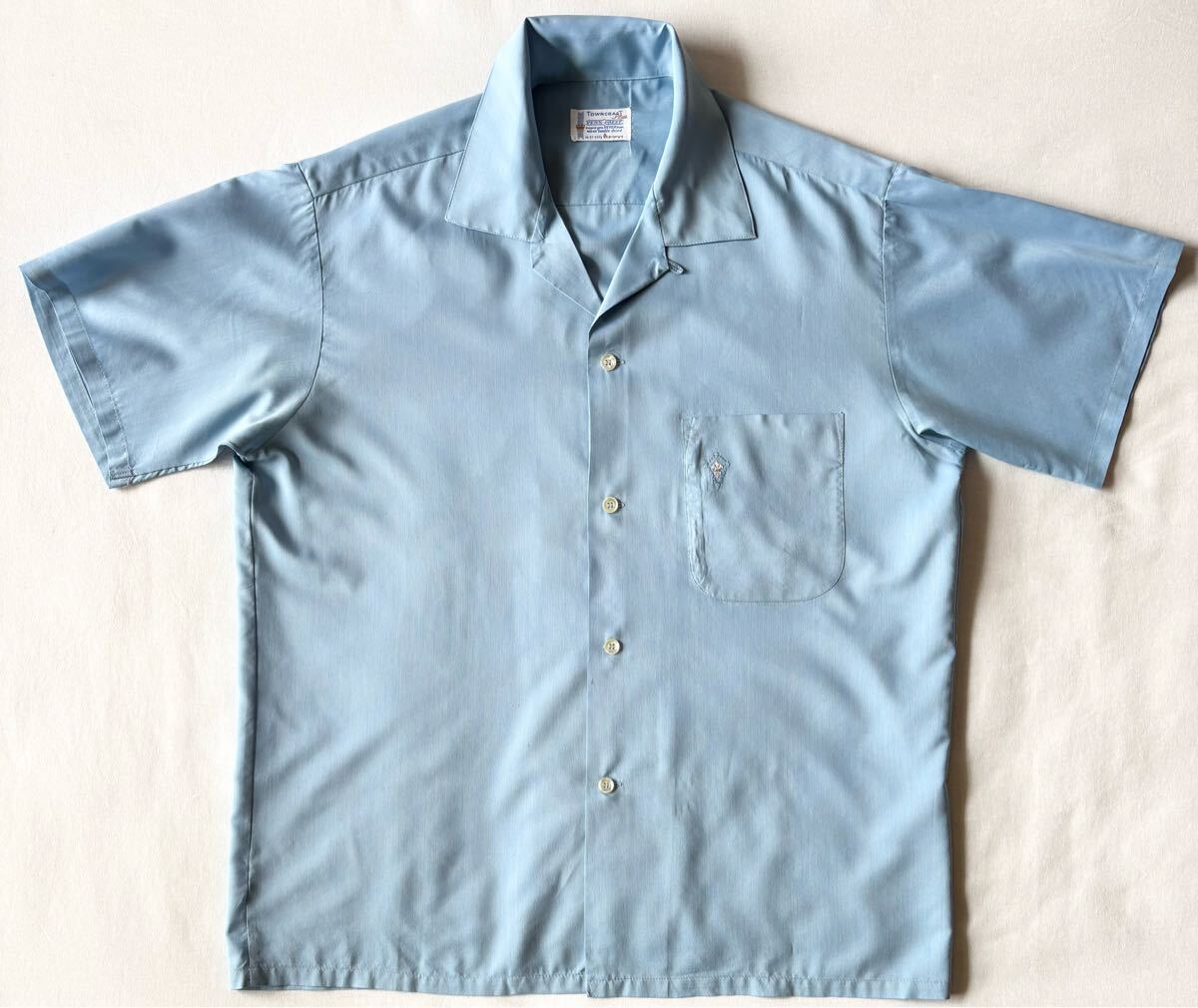 60's TOWNCRAFT 半袖 オープンカラーシャツ ライトブルー拍卖
