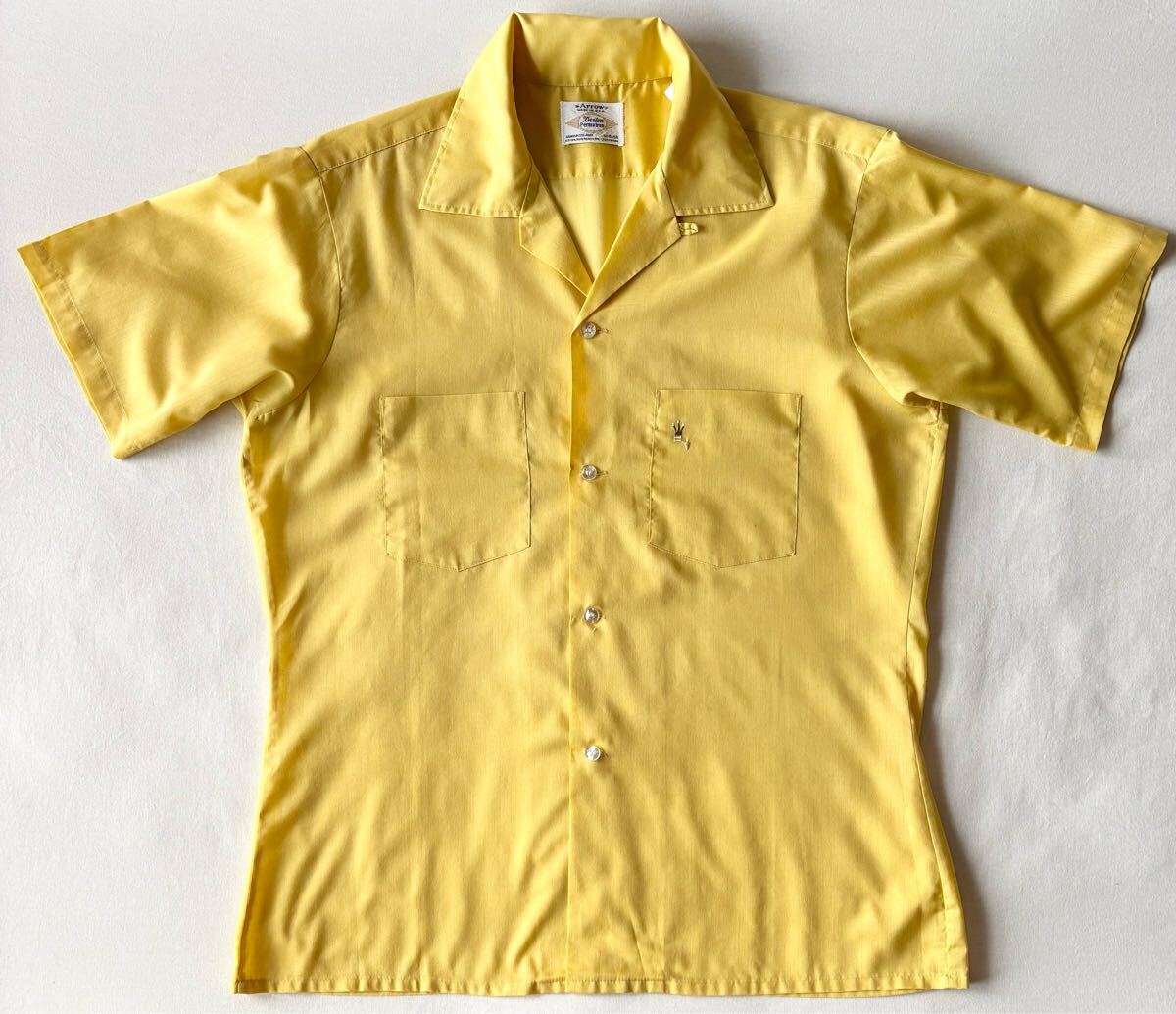 60's USA製 Arrow オープンカラーシャツ イエロー拍卖