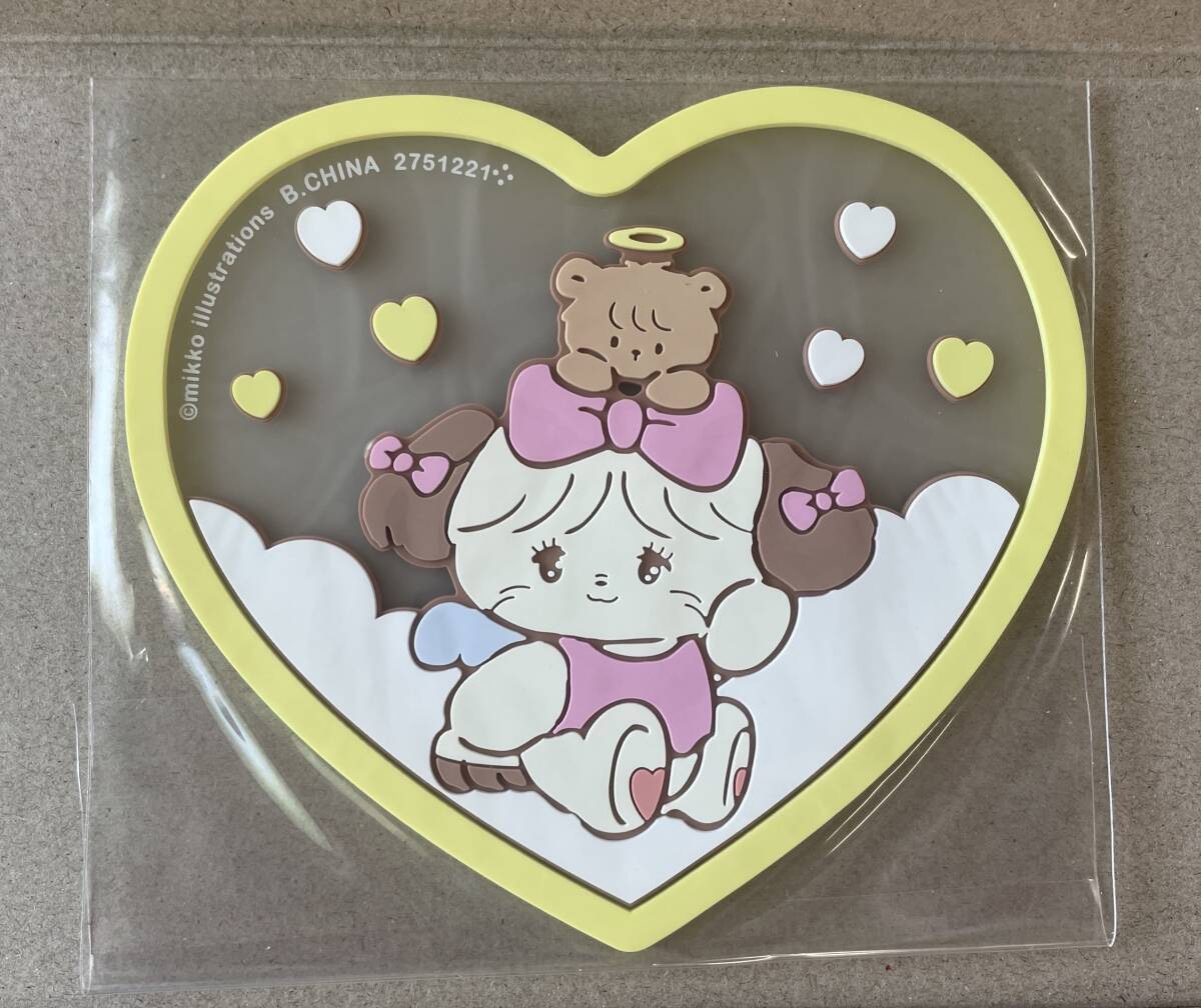 ☆mikko illustrations クリアラバーコースター souffle スフレ☆ミッコ フラットガシャポン ハート型 イエロー 子いぬ拍卖