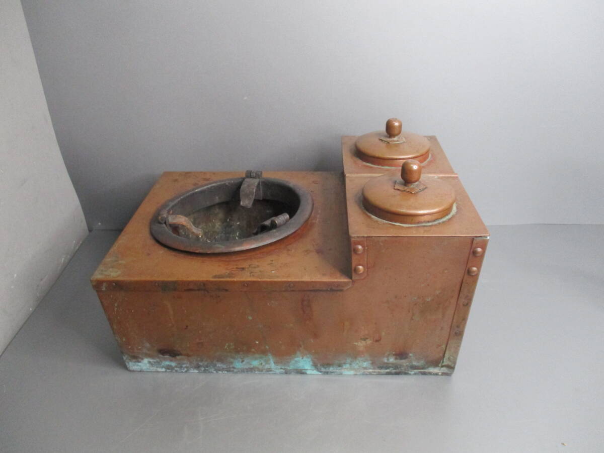 コレクション★銅製★燗銅壺 酒燗器 五徳 時代物 横約35cm 奥行約24.5cm 高さ約21cm拍卖