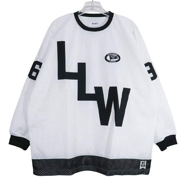 WTAPS ダブルタップス 22AW NETMINDER/LS/POLY.LLW ネットマインダー ロングスリーブ ホワイト ホッケー シャツ メッシュ ジャージ Julz拍卖