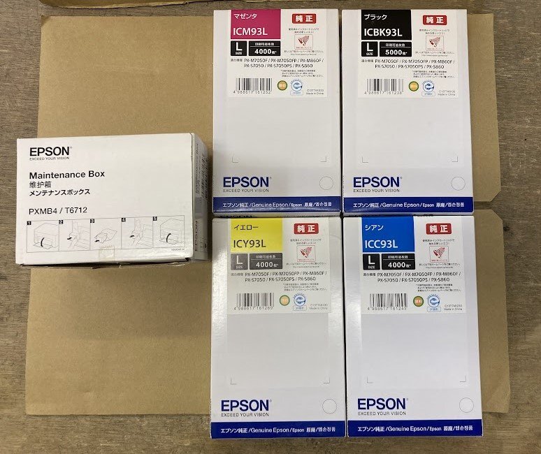 ◎アウトレット新品未使用純正品【EPSON インクカートリッジ ICBK93L 他3色セット+PXMB4 メンテナンスボックス×1個】◎2507181拍卖