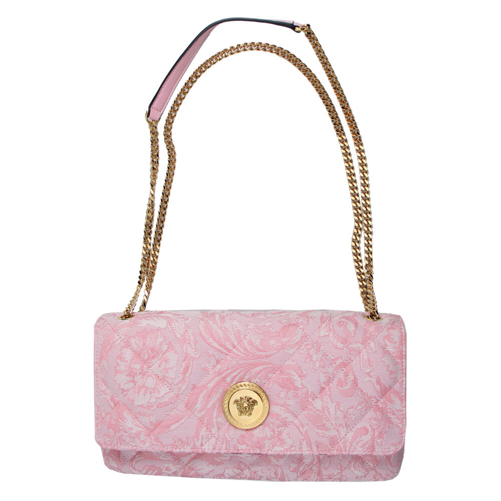 ヴェルサーチ バッグ レディース VERSACE チェーンショルダーバッグ メドゥーサ バロッコ ジャカード ピンク系 1013353 1A15911 1P56V拍卖