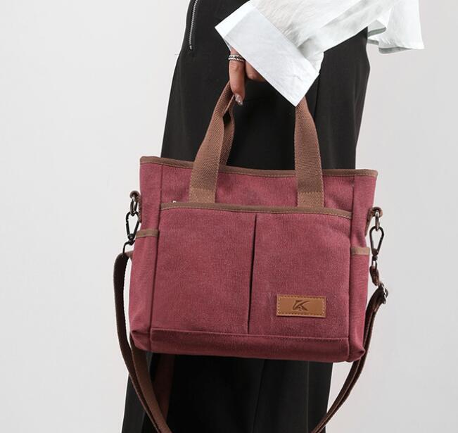 2ways旅行 遠足最適 高級キャンバス帆布 メンズ ショルダーバッグ トートバッグ紫拍卖