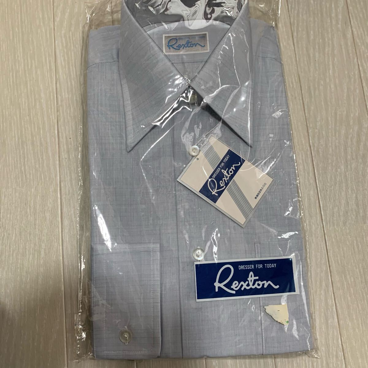 未使用品 長袖 ワイシャツ カッターシャツ メンズSSサイズ(衿36-ゆき76) グレー系拍卖