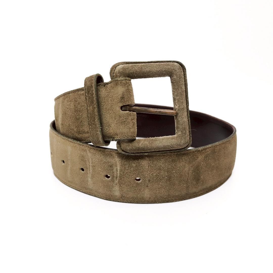 英国製 WHC スエードベルト 65cm 細身向け 革 ブラウン×カーキ 604拍卖