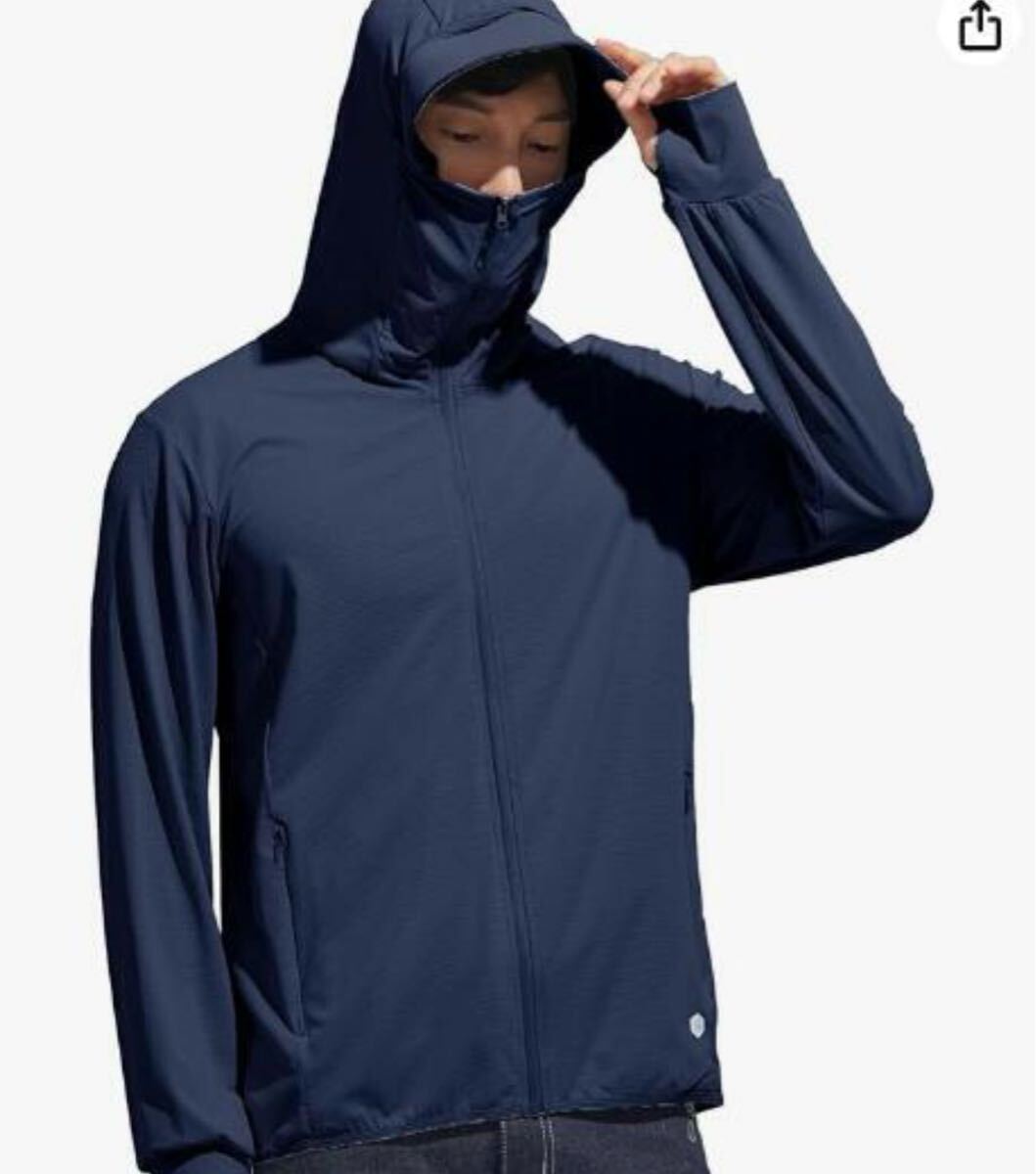 ラッシュガード メンズ UVカット パーカー 薄手 長袖 軽量 涼しい 水着 紫外線対策 ダークブルー サイズ2XL 日焼け止め 専用ページ拍卖