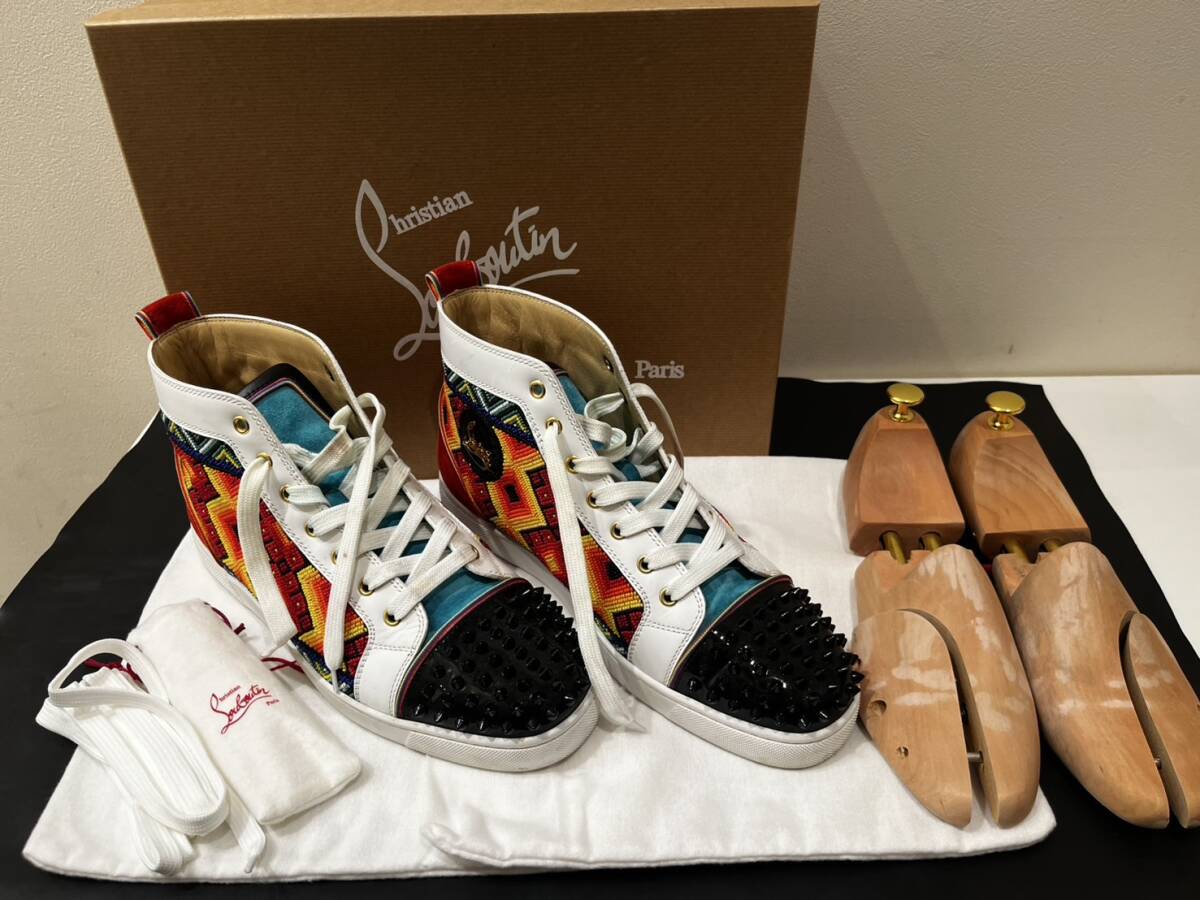 ChristianLouboutin ルブタン ハイカットスニーカー サイズ43【TIPIHO FLAT PAT/GAB BRODE/CALF/VV/SPIKES】 8302拍卖