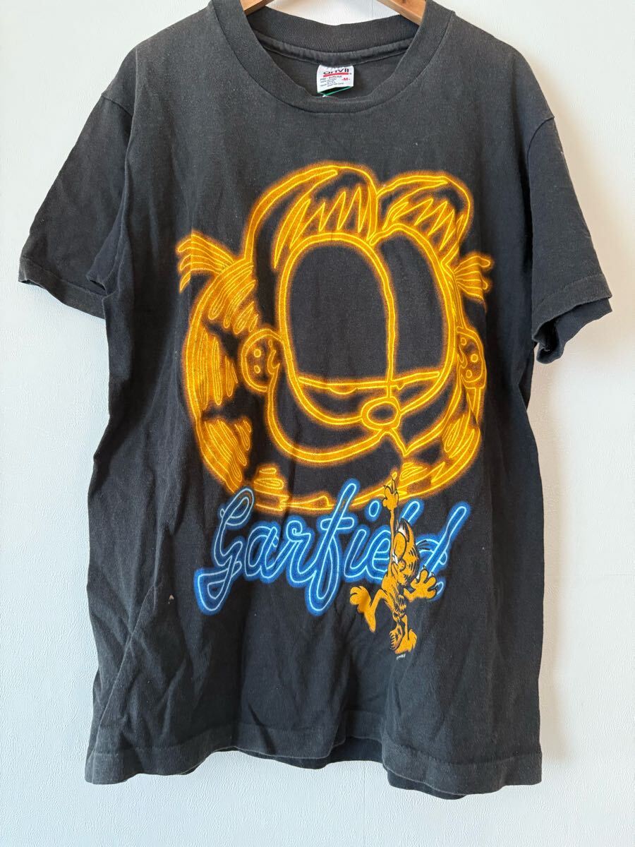 ネオンガーフィールド プリント Tシャツ M 古着 ブラック USA製拍卖