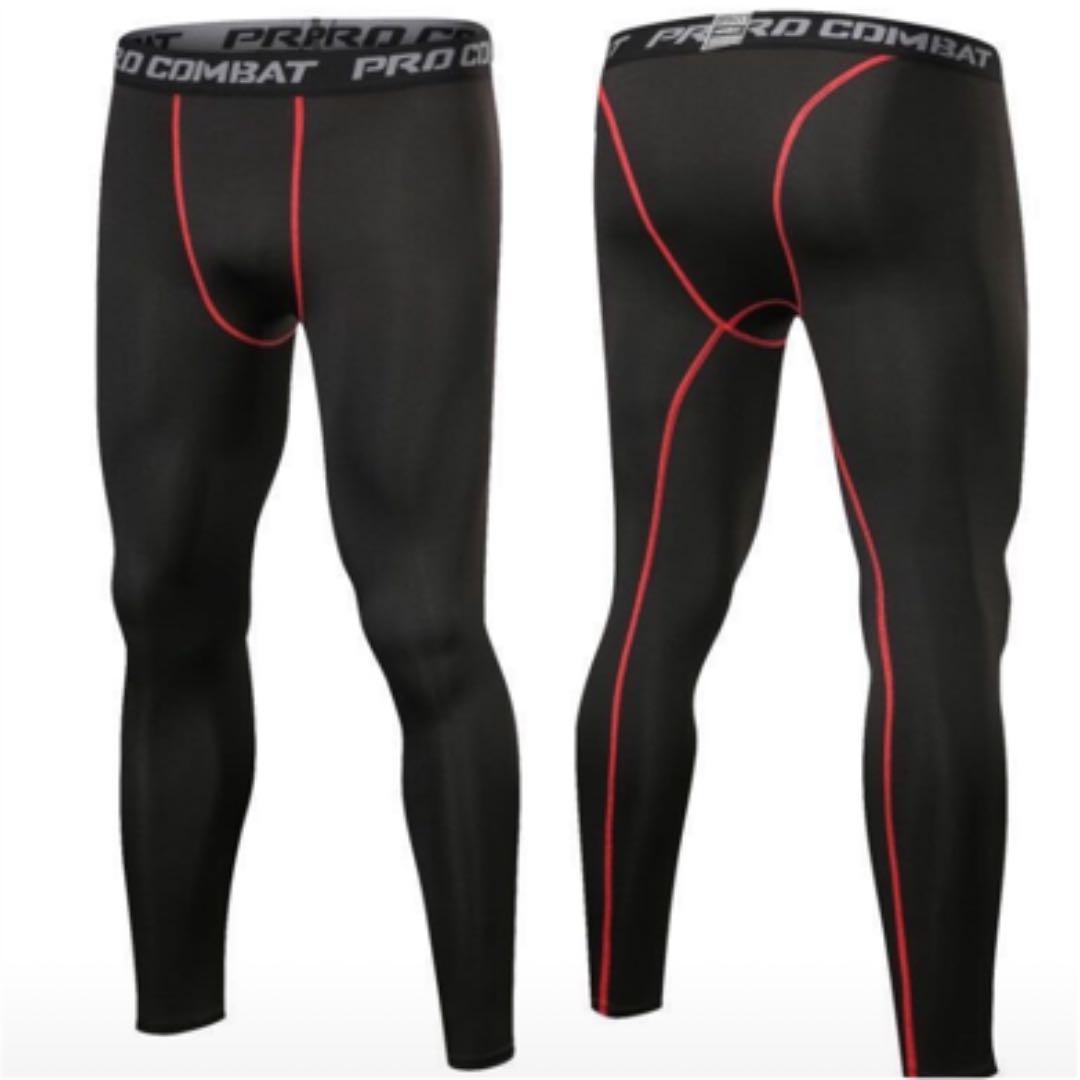 【スポーツタイツ レッド L】スポーツタイツ メンズ ロング コンプレッションタイツ スポーツ レギンス スパッツ ロング拍卖