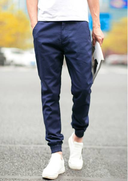 ジョガーパンツ XLサイズ ネイビー/メンズ タイト 9分丈 チノパン 紺 スキニー カーゴパンツ アンクル スポーツ アウトドア おしゃれ リブ拍卖