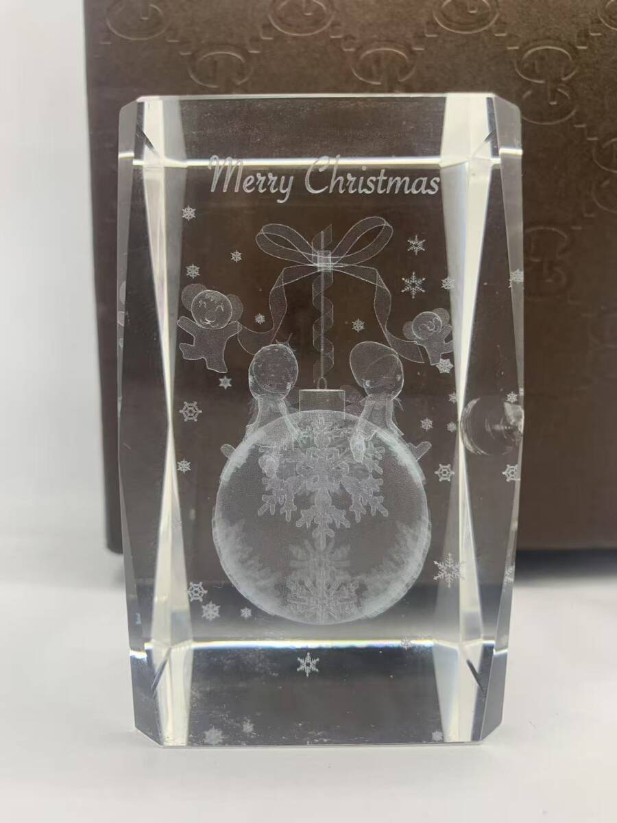 中古 クリスタル レーザーアート クリスマス拍卖