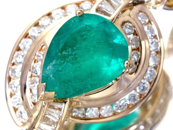 【ジュエリー極】超希少!超特大天然エメラルド4.17ct&ダイヤモンド1.20ct 超高級K18YGペンダントヘッド h7570vko【送料無料】拍卖